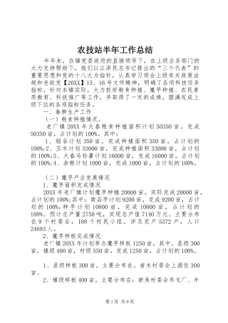 农技站半年工作总结