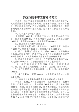 农技站的半年工作总结范文