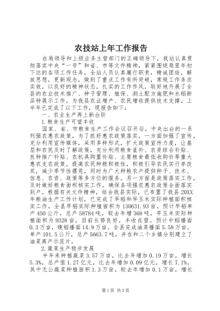 农技站上年工作报告