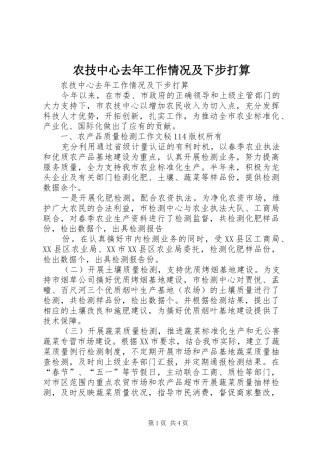 农技中心去年工作情况及下步打算