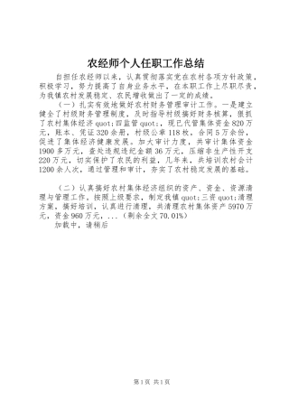 农经师个人任职工作总结