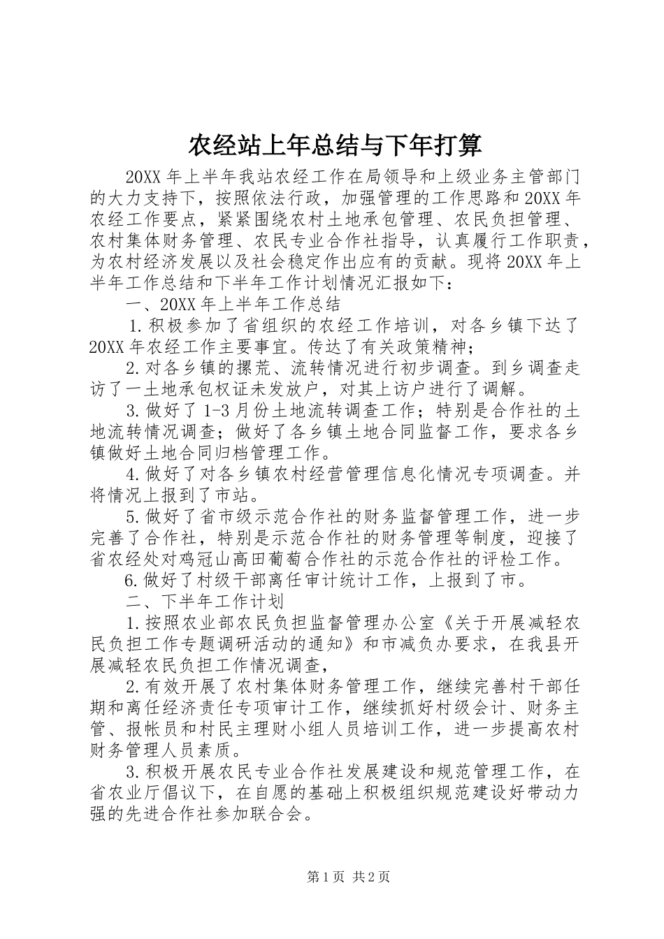 农经站上年总结与下年打算_第1页