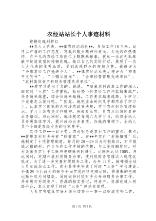 农经站站长个人事迹材料