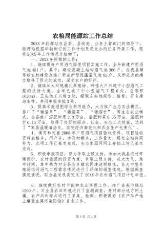 农粮局能源站工作总结