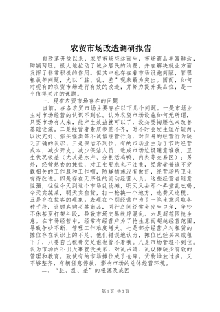 农贸市场改造调研报告