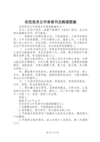 农民党员公开承诺书及践诺措施