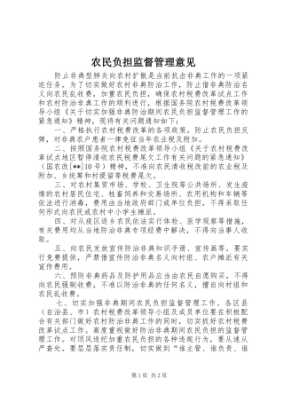 农民负担监督管理意见