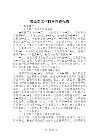 农民工工作自检自查报告