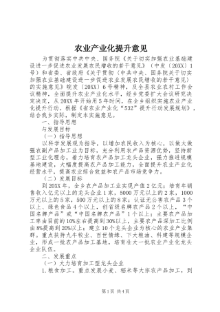 农业产业化提升意见