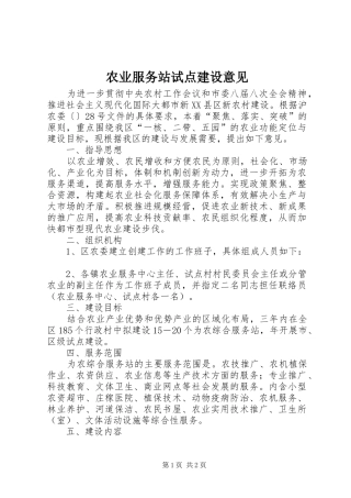 农业服务站试点建设意见