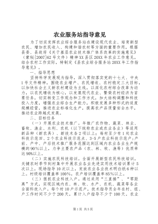 农业服务站指导意见