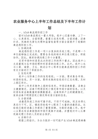 农业服务中心上半年工作总结及下半年工作计划