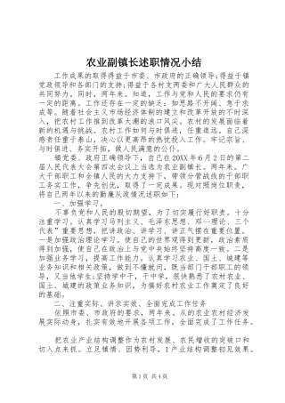 农业副镇长述职情况小结