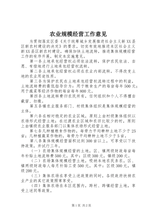 农业规模经营工作意见