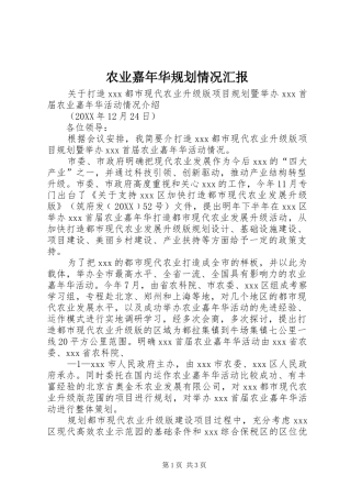 农业嘉年华规划情况汇报