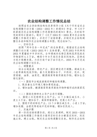 农业结构调整工作情况总结