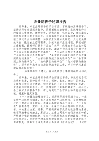 农业局班子述职报告