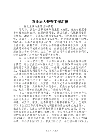 农业局大督查工作汇报