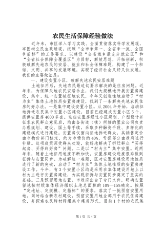 农民生活保障经验做法