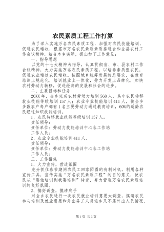 农民素质工程工作打算