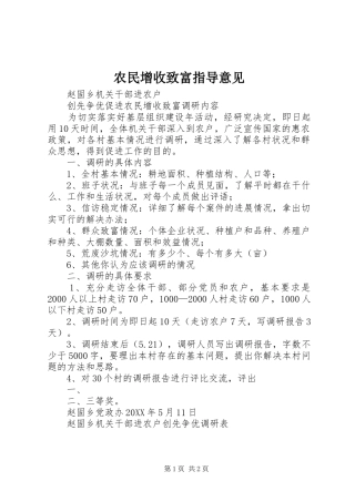 农民增收致富指导意见