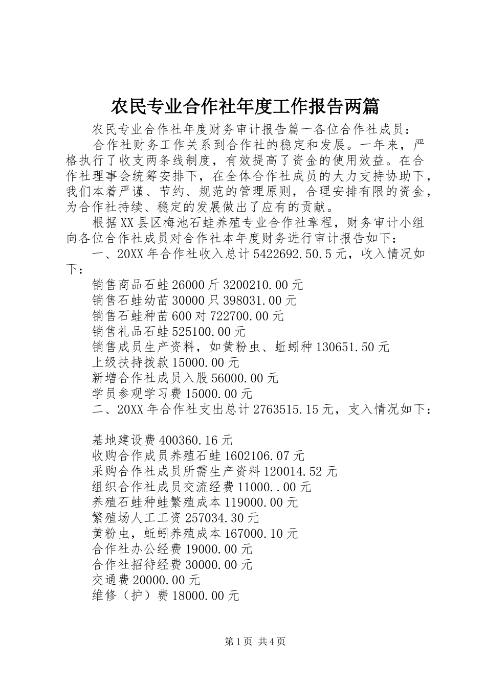 农民专业合作社年度工作报告两篇_第1页