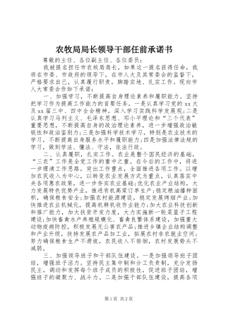 农牧局局长领导干部任前承诺书