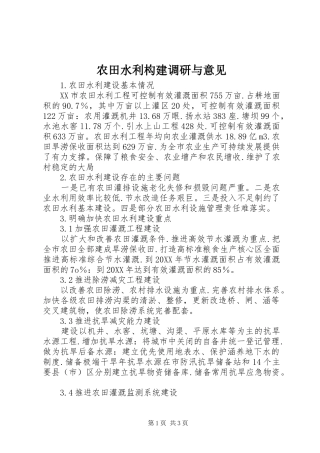 农田水利构建调研与意见