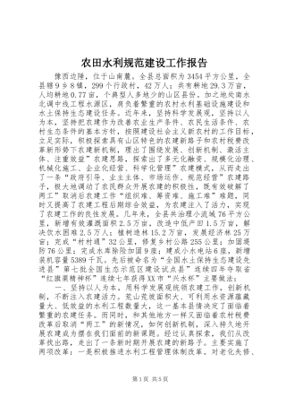 农田水利规范建设工作报告