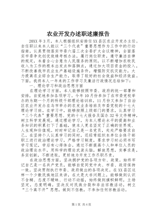 农业开发办述职述廉报告