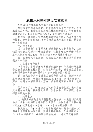 农田水利基本建设实施意见