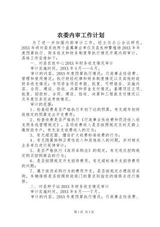 农委内审工作计划