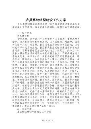 农委系统组织建设工作方案