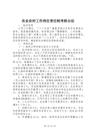 农业农村工作岗位责任制考核办法