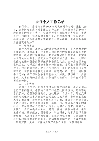 农行个人工作总结