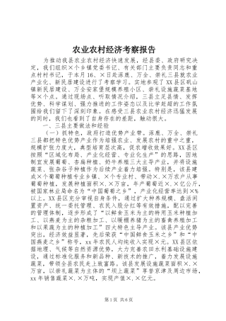 农业农村经济考察报告