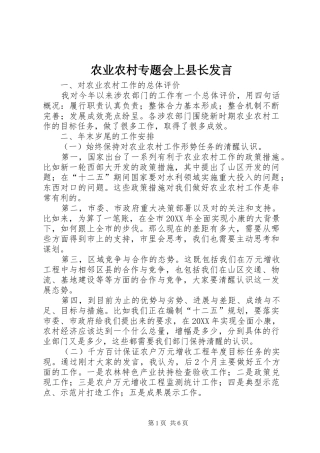 农业农村专题会上县长讲话