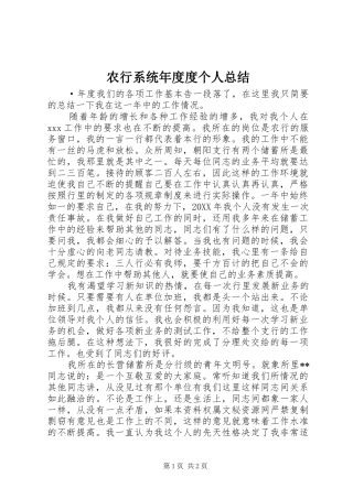 农行系统年度度个人总结