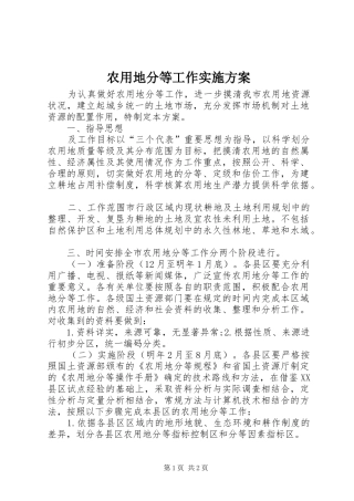 农用地分等工作实施方案