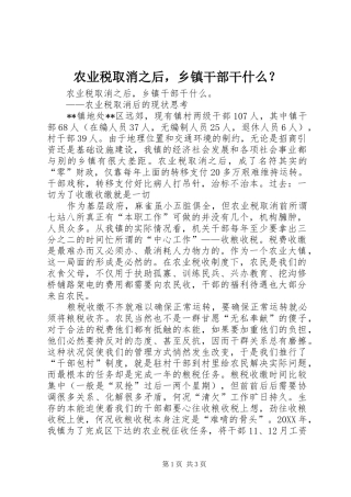 农业税取消之后，乡镇干部干什么