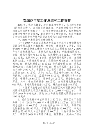 农综办年度工作总结和工作安排