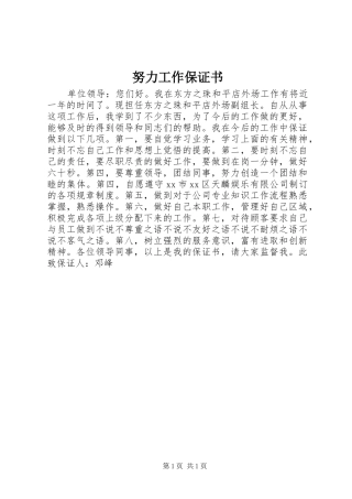 努力工作保证书
