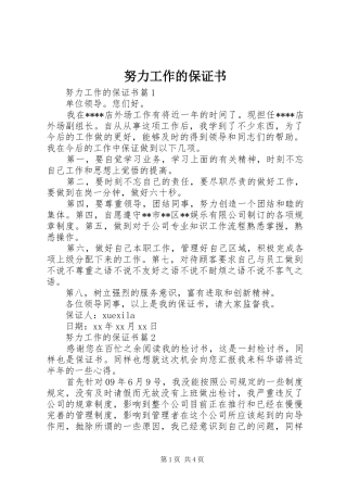 努力工作的保证书