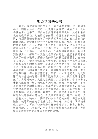 努力学习决心书
