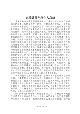 农业银行年度个人总结