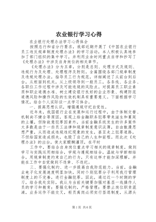 农业银行学习心得