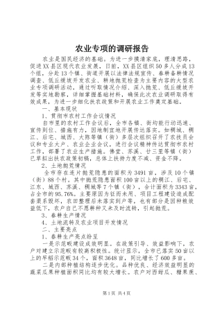 农业专项的调研报告