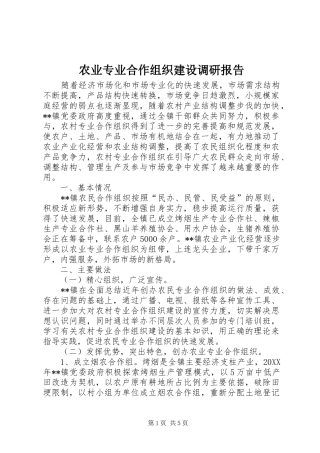 农业专业合作组织建设调研报告