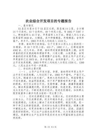 农业综合开发项目的专题报告