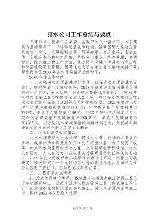 排水公司工作总结与要点